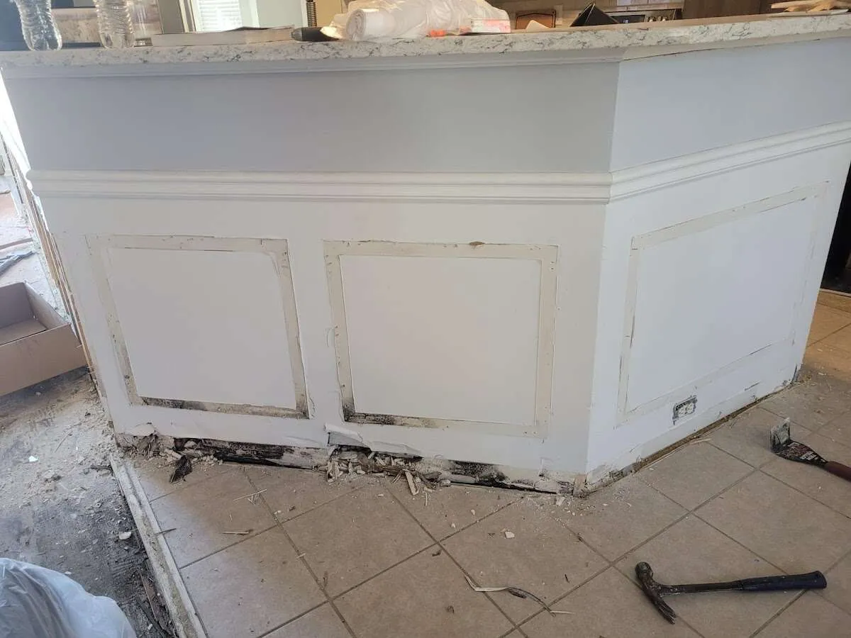 Water damage and mold on kitchen during Storm Damage Restoration in East Windsor